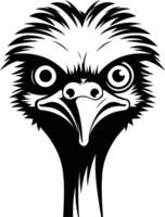 A bold, black and white illustration of an ostrich head, perfect for adding a touch of wildness to your designs vector