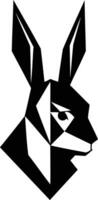 Geometric rabbit head silhouette in black and white, perfect for logo design, branding, or any project with a minimalist and modern aesthetic vector