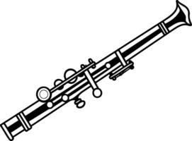 A simple line drawing of a clarinet, perfect for educational purposes, music projects, or graphic design vector