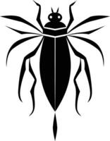 Stylized black and white insect tattoo design with intricate details and sharp angles vector