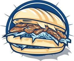 Delicious Burger with Meat and Lettuce in a Round Shape vector