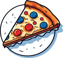 A Slice of Delicious Pizza with Red and Blue Toppings vector