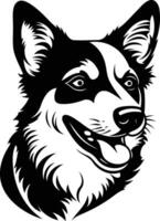 Black and white element illustration of a dog's head in a classic, stylized design vector