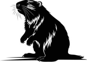 A striking silhouette of a groundhog, standing on its hind legs and alert vector