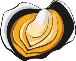 Cartoon Illustration of an Opened Oyster Shell vector