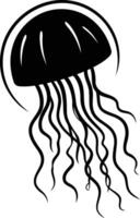 Simple, black and white element illustration of a jellyfish vector