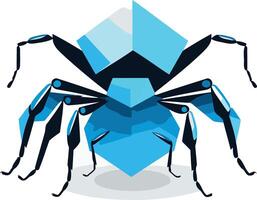 Abstract Geometric Spider with Blue and Black Color Scheme vector