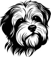 Black and white illustration of a shih tzu dog breed vector
