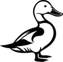A simple, bold black and white illustration of a duck vector
