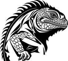 Black and white illustration of an iguana in a tribal style, perfect for tattoo designs or reptile themed projects vector