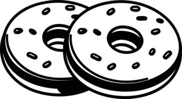 A simple black and white line drawing of two donuts, perfect for illustrating baking or food related concepts vector