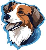 Smiling Dog Portrait with Blue Background vector