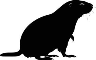 A simple, striking black silhouette of a groundhog, perfect for designs, illustrations, and projects related to wildlife, nature, and the outdoors vector