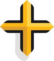 Golden Cross with Black Outline and Shadow vector