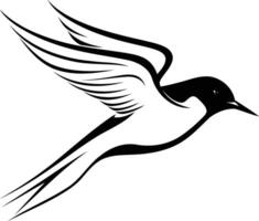 A sleek, stylized black and white illustration of a bird in flight vector
