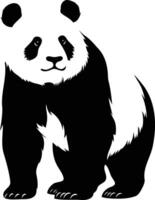 A simple, black and white silhouette of a standing panda bear vector