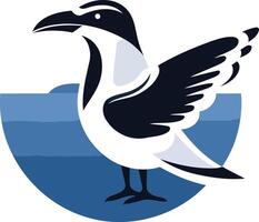 Seagull with Spread Wings on Blue Circle Background vector