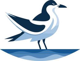 Seagull Perched on Water's Edge vector
