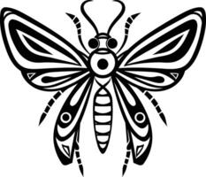 Tribal inspired tattoo design of a stylized butterfly with intricate details vector