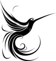 A stylized black hummingbird in flight, perfect for tattoos, logos, and design projects vector