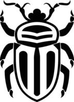 A bold black and white illustration of a stylized beetle, perfect for tattoo designs or branding vector
