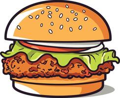 Delicious Hamburger with Sesame Bun vector
