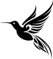 A bold and stylized black and white hummingbird tattoo design vector