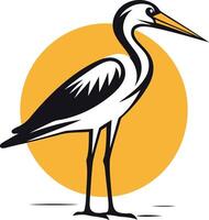 Elegant Heron Standing in Front of a Sunset vector