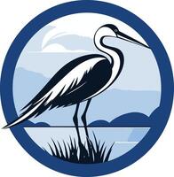 Silhouette of a Heron in a Circular Frame vector