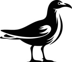 Simple black and white illustration of a seagull in profile, perfect for logo design, tattoos, or graphic design projects vector