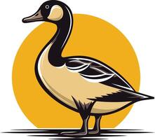 Goose Illustration on a Yellow Background vector