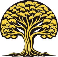 Stylized Tree with Yellow Canopy vector