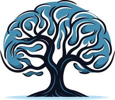 Abstract Stylized Tree with Blue Foliage vector