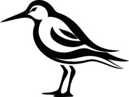 Stylized black and white element illustration of a bird with a long beak and a simple, elegant design vector
