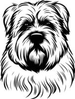 A striking black and white illustration of a shih tzu, showcasing its distinctive facial features vector