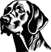 A striking black and white illustration of a dog's head, perfect for tattoos, logos, or any design project requiring a bold and graphic aesthetic vector