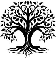 A simple, elegant, and stylized silhouette of a tree with roots, perfect for tattoos, logo designs, and more vector