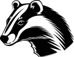 A bold and striking black and white illustration of a badger's head, perfect for adding a touch of nature and wildness to your design projects vector