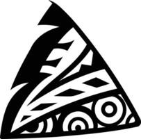 A bold and intricate black and white tribal tattoo design, perfect for use in branding, apparel, or as a decorative element vector