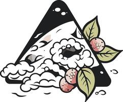 Triangular Illustration with Cloud and Berries vector