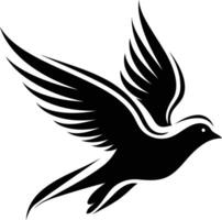 Stylized black and white silhouette of a flying bird vector