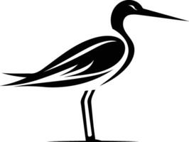 Stylish black and white silhouette of a wading bird with a long slender beak vector