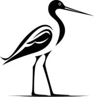 Stylized black and white silhouette of a wading bird, perfect for nature, wildlife, or design projects vector