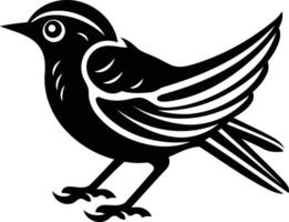 A bold, stylized silhouette of a bird with intricate details in its feathers vector