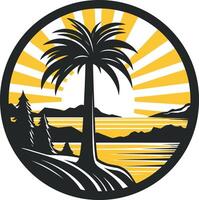 Palm Tree Sunset Beach Scene vector