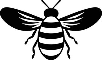 Simple black and white illustration of a bee, perfect for logos, branding, or any project needing a cute, hardworking symbol vector