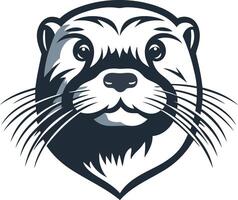 Otter Portrait with Bold Outline vector