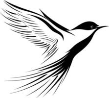 A simple yet elegant black and white illustration of a bird in flight, perfect for tattoo designs, branding, or any project requiring a touch of nature vector