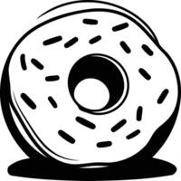 A simple, black and white illustration of a donut with sprinkles vector