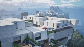 An aerial view of a building with a lot of windows and balconies video